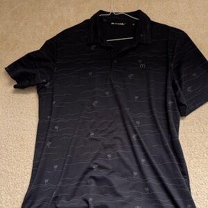 Travis Mathew Black Polo Shirt with Subtle Pattern